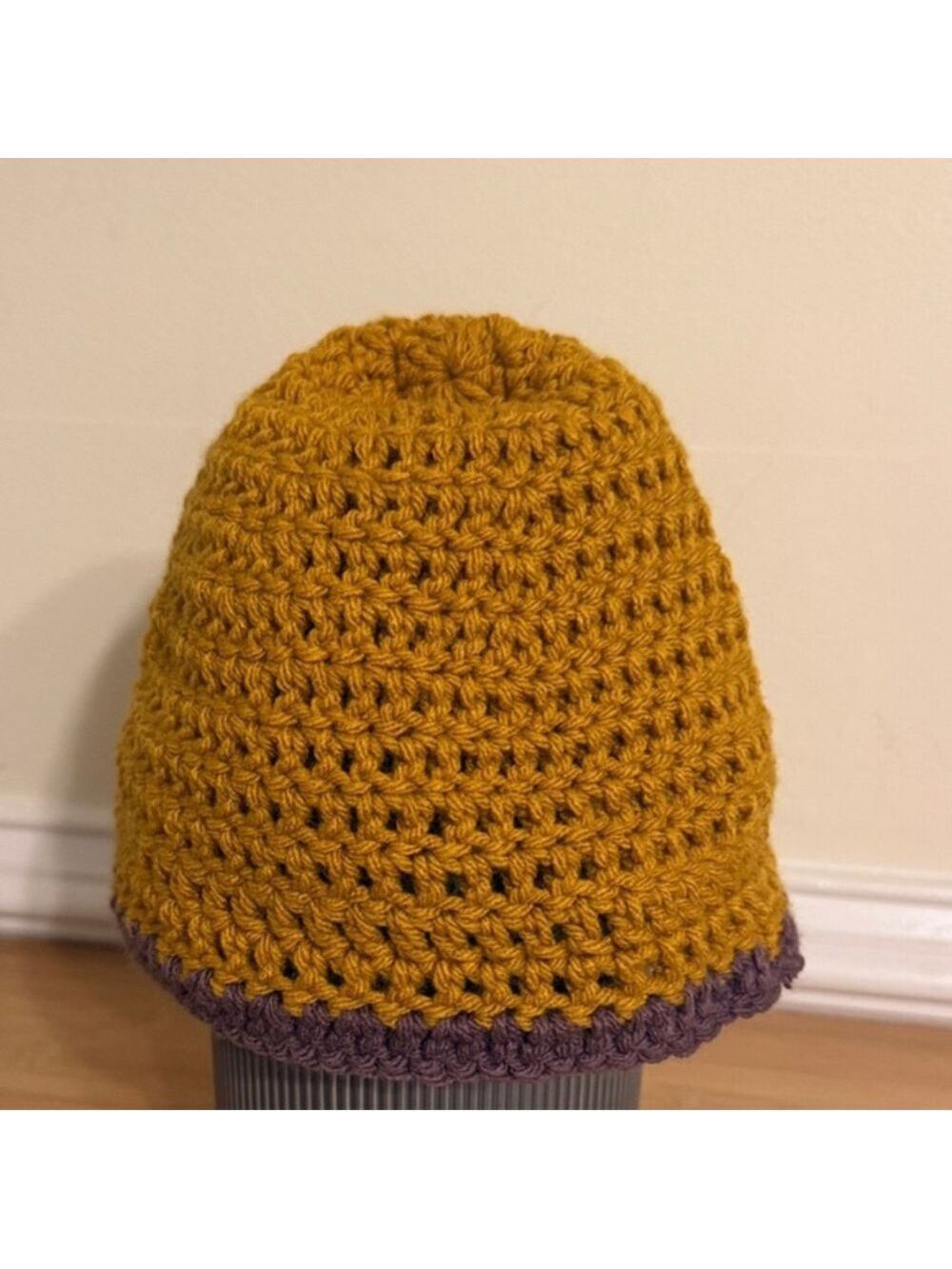 Handmade Stylish Mustard and Purple Crochet Beanie women’s Hats